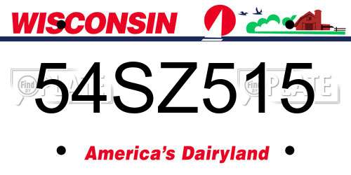 54SZ515 Wisconsin License Plate
