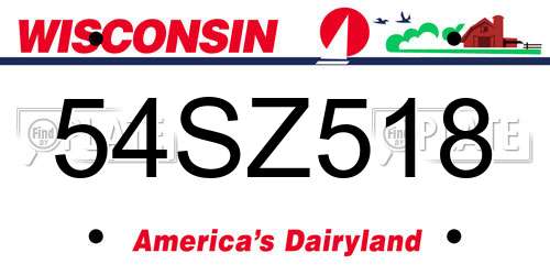 54SZ518 Wisconsin License Plate