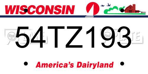54TZ193 Wisconsin License Plate