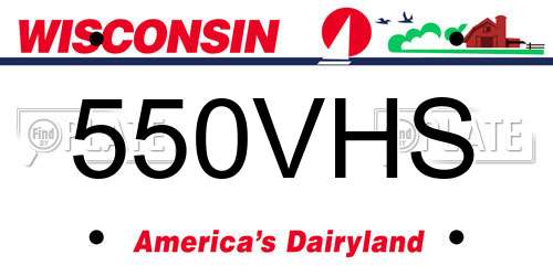 550VHS Wisconsin License Plate