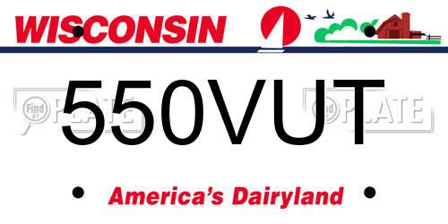 550VUT Wisconsin License Plate