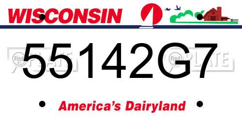 55142G7 Wisconsin License Plate