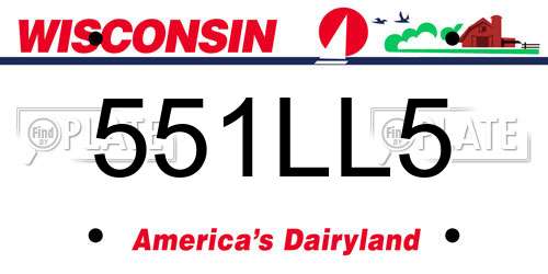 551LL5 Wisconsin License Plate
