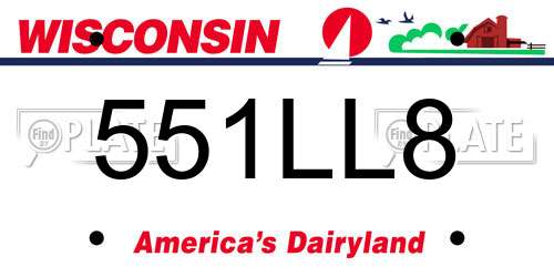 551LL8 Wisconsin License Plate