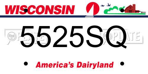 5525SQ Wisconsin License Plate