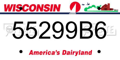 55299B6 Wisconsin License Plate