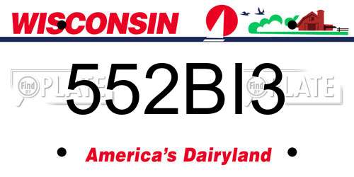 552BI3 Wisconsin License Plate