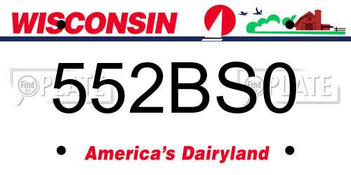 552BS0 Wisconsin License Plate