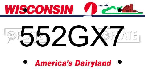552GX7 Wisconsin License Plate