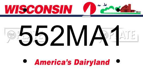 552MA1 Wisconsin License Plate