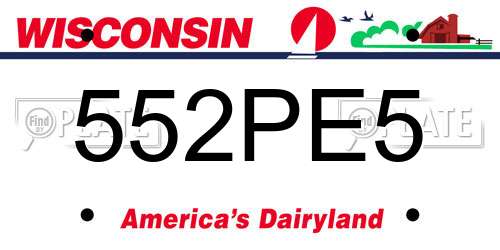 552PE5 Wisconsin License Plate