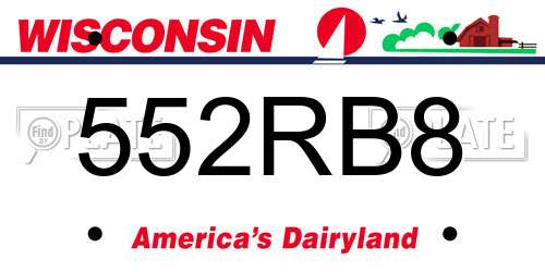 552RB8 Wisconsin License Plate