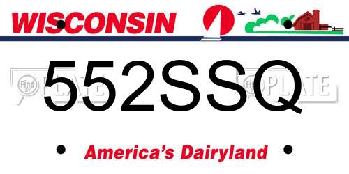 552SSQ Wisconsin License Plate
