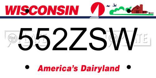 552ZSW Wisconsin License Plate