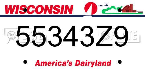55343Z9 Wisconsin License Plate