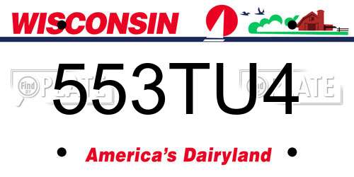 553TU4 Wisconsin License Plate