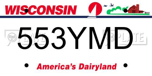 553YMD Wisconsin License Plate