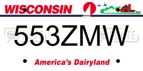 553ZMW Wisconsin License Plate