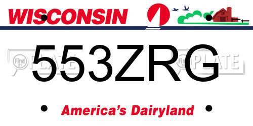 553ZRG Wisconsin License Plate