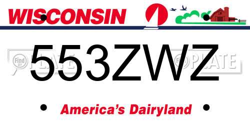 553ZWZ Wisconsin License Plate
