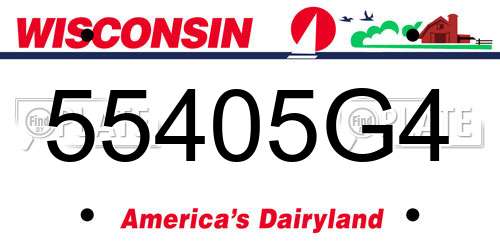 55405G4 Wisconsin License Plate