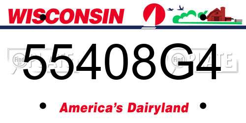 55408G4 Wisconsin License Plate