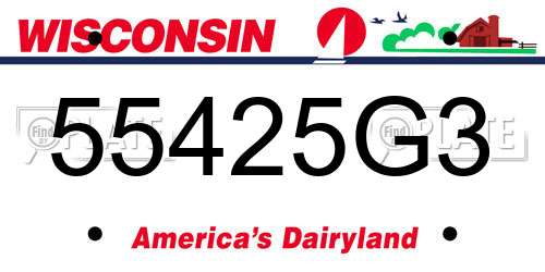 55425G3 Wisconsin License Plate