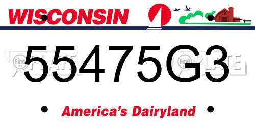 55475G3 Wisconsin License Plate