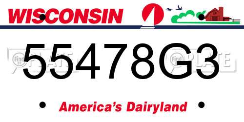 55478G3 Wisconsin License Plate