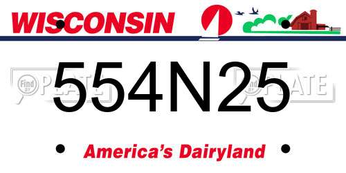 554N25 Wisconsin License Plate