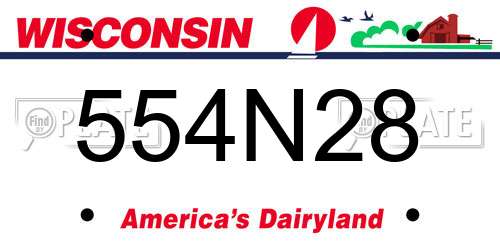 554N28 Wisconsin License Plate