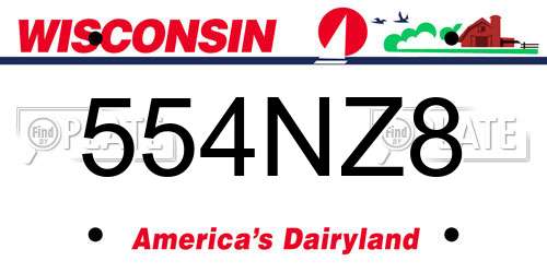 554NZ8 Wisconsin License Plate