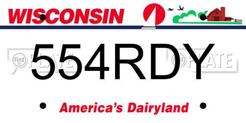 554RDY Wisconsin License Plate