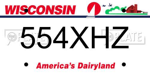554XHZ Wisconsin License Plate