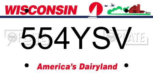 554YSV Wisconsin License Plate