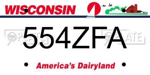 554ZFA Wisconsin License Plate