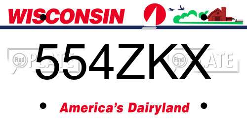 554ZKX Wisconsin License Plate