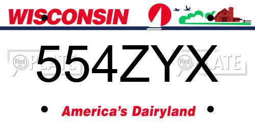 554ZYX Wisconsin License Plate