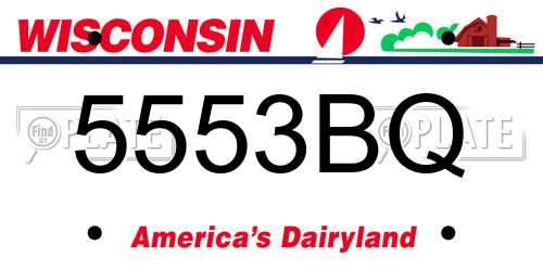 5553BQ Wisconsin License Plate