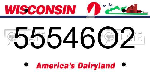 55546O2 Wisconsin License Plate