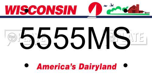 5555MS Wisconsin License Plate