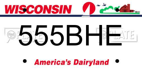 555BHE Wisconsin License Plate
