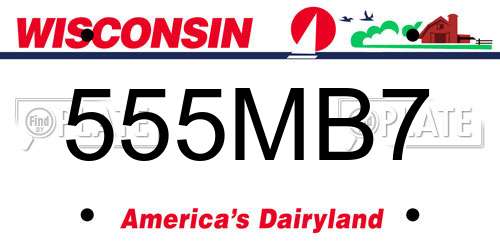 555MB7 Wisconsin License Plate