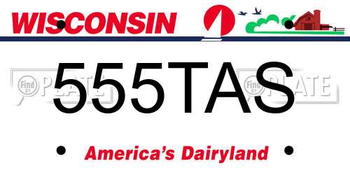 555TAS Wisconsin License Plate
