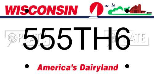 555TH6 Wisconsin License Plate