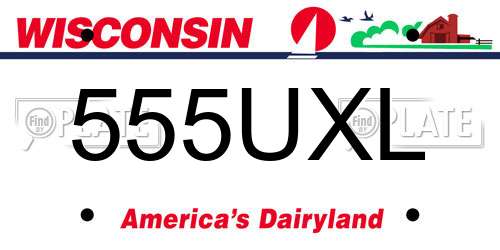 555UXL Wisconsin License Plate
