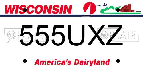 555UXZ Wisconsin License Plate
