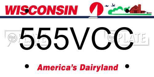 555VCC Wisconsin License Plate