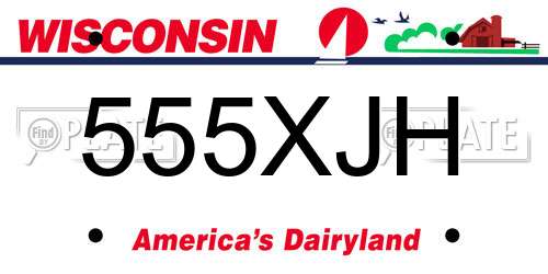 555XJH Wisconsin License Plate