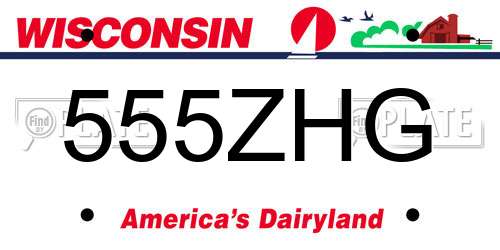 555ZHG Wisconsin License Plate